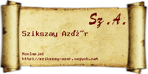 Szikszay Azár névjegykártya
